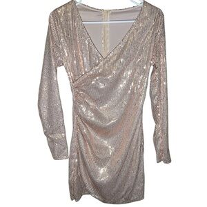 NWOT Champagne Sequin Mini Dress